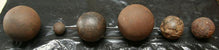 US CIVIL WAR SOLID SHOT PROJECTILES - LOT OF 6
